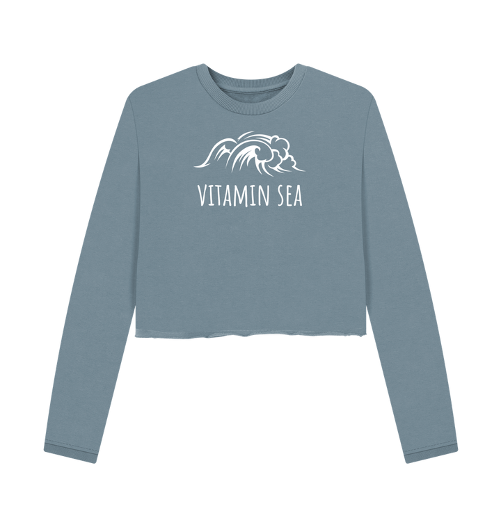 Stone Blue Printed Boxy Jumpers