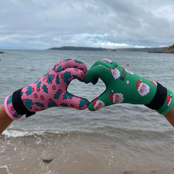 Limestone Neoprene Swimming Gloves Xmas Santa