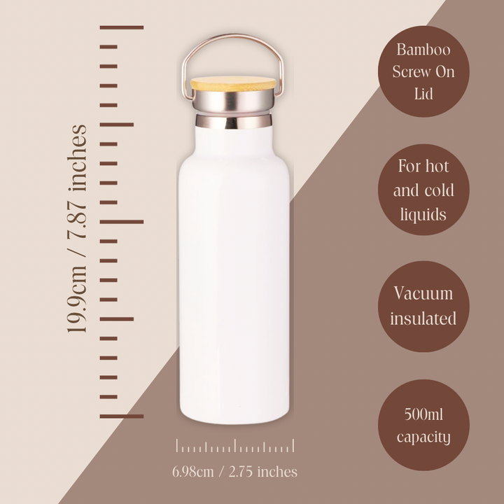 Cold Water Fierce Heart Metal Water Bottle – 500ml Stainless Steel Insulated Flask with Wild Swimming Design of Brunette in Bobble Hat