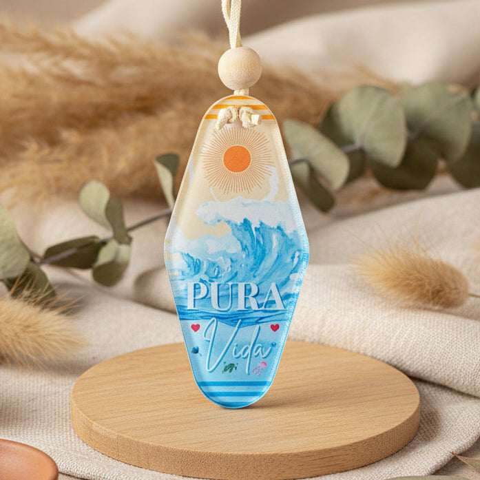 Pura Vida Boho Motel Style Acrylic Keyring – Sun &amp; Sea Design