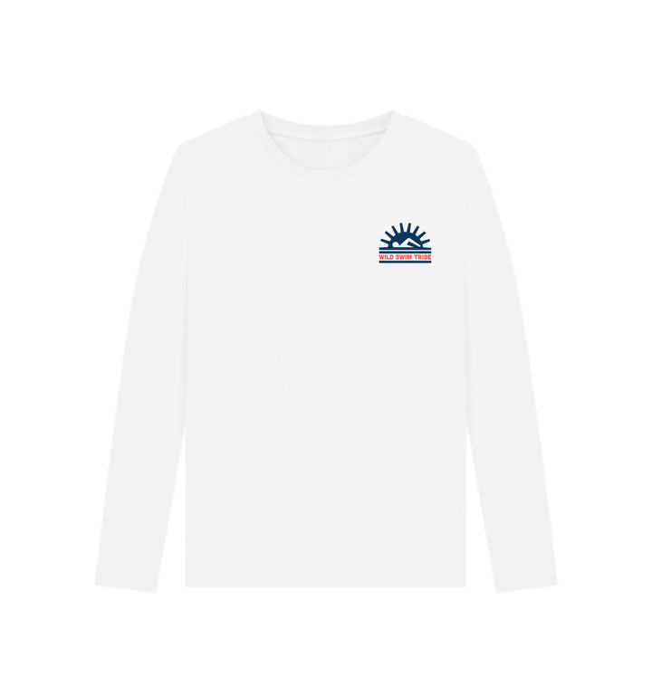 White Printed Long Sleeve T Shirt Front
