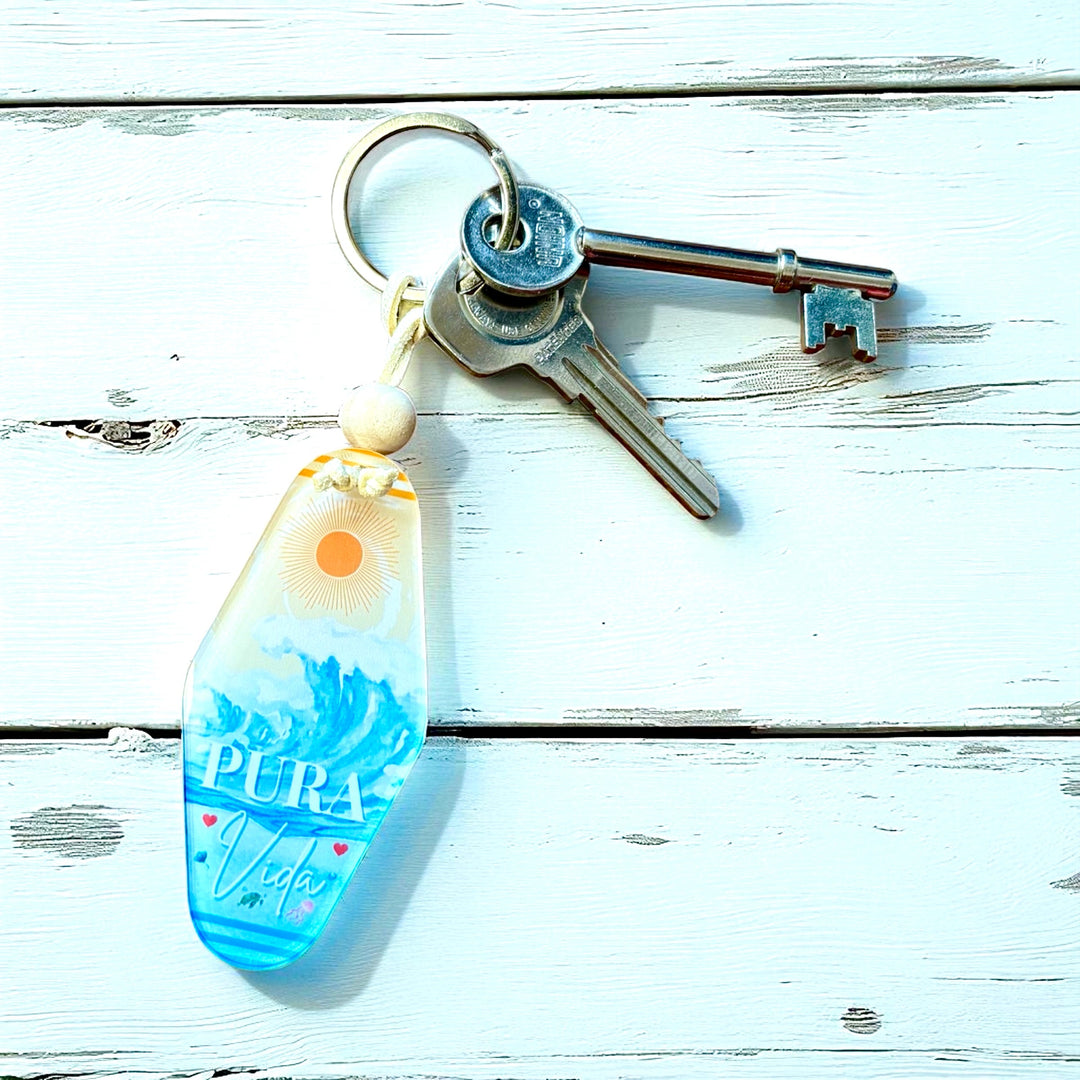 Pura Vida Boho Motel Style Acrylic Keyring – Sun &amp; Sea Design