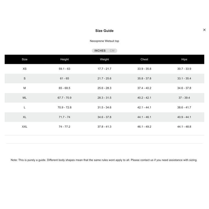 Neooprene Wetsuit top