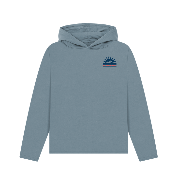 Stone Blue Printed Hoody Front