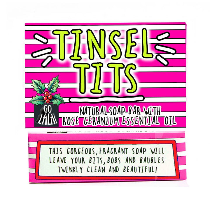 Tinsel Tits Christmas Soap - Rose Geranium - Funny Gift