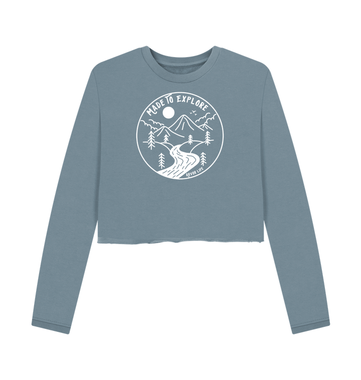 Stone Blue Printed Boxy Jumpers