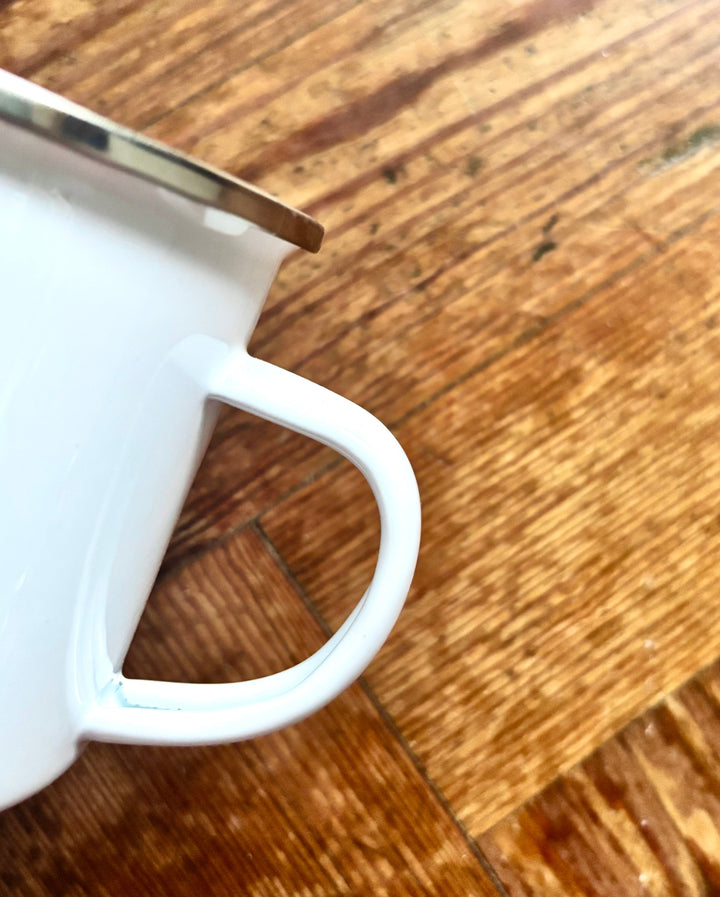 Cold Water Fierce Heart Enamel Mug – 12oz Wild Swimming Mug for Women - Brunette Hair