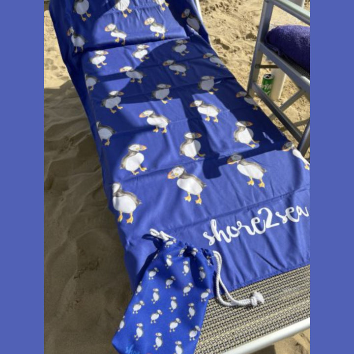 100% Recycled Microfibre Towel Blue - Puffin