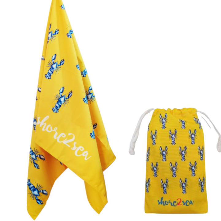 100% Recycled Microfibre Towel Yellow - Lobster