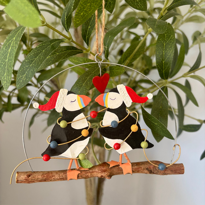 Puffins Tangled In Lights