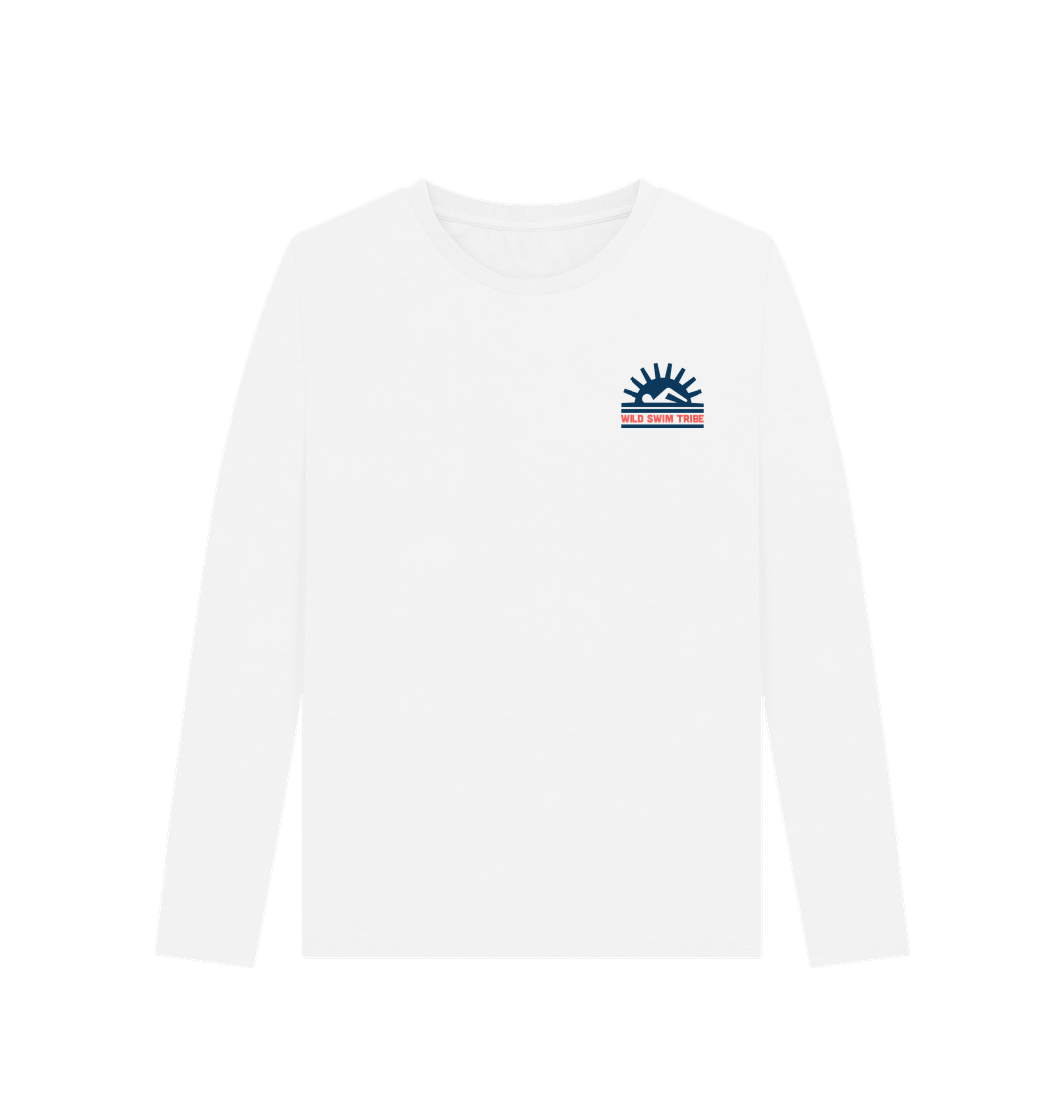 White Printed Long Sleeve T Shirt Front