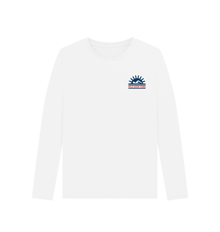 White Printed Long Sleeve T Shirt Front