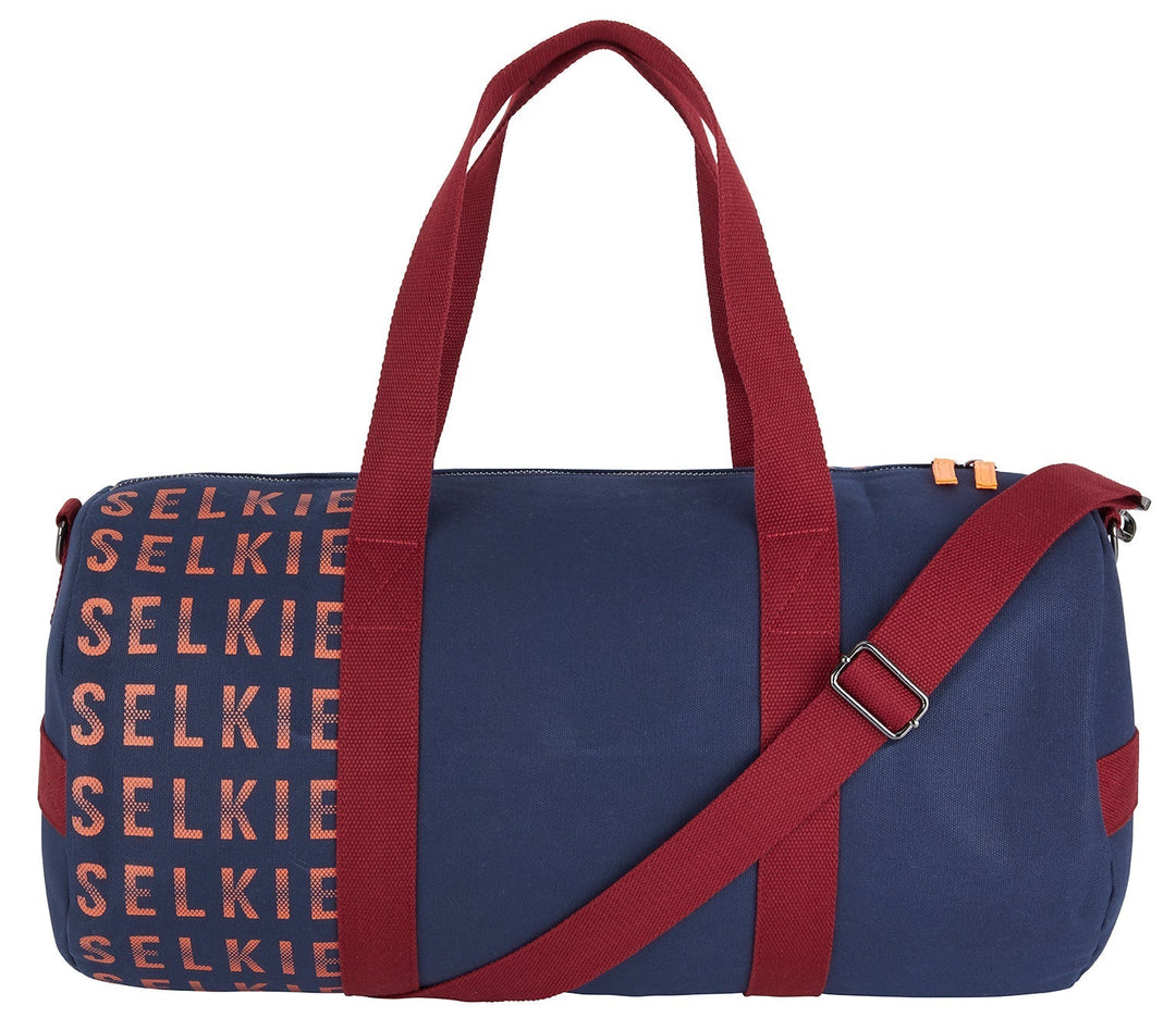 SELKIE CANVAS BARREL BAG - NAVY with Logo