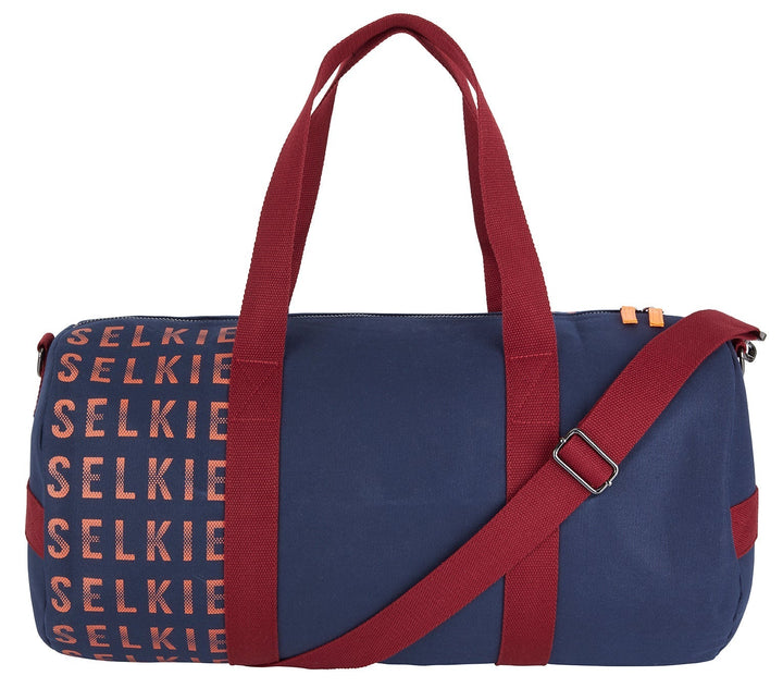 SELKIE CANVAS BARREL BAG - NAVY with Logo