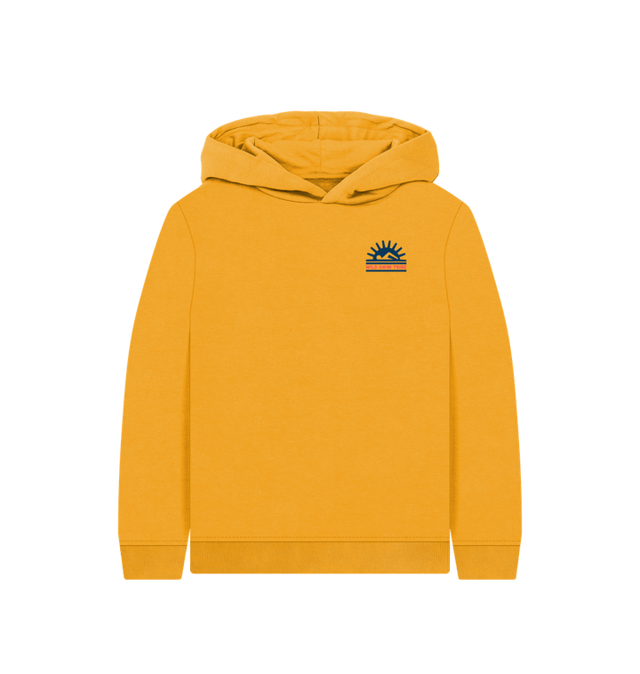 Mustard Printed Kids Hoodie Front