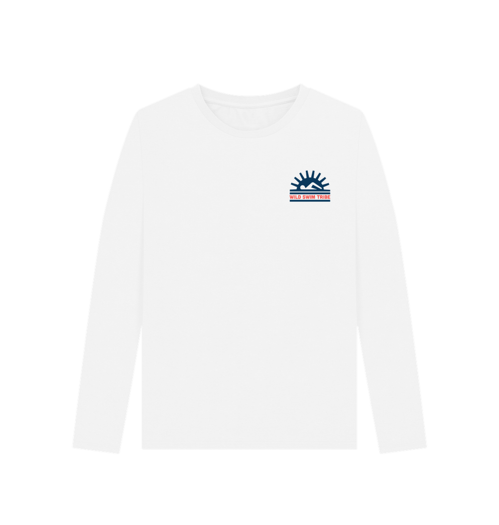 White Printed Long Sleeve T Shirt Front