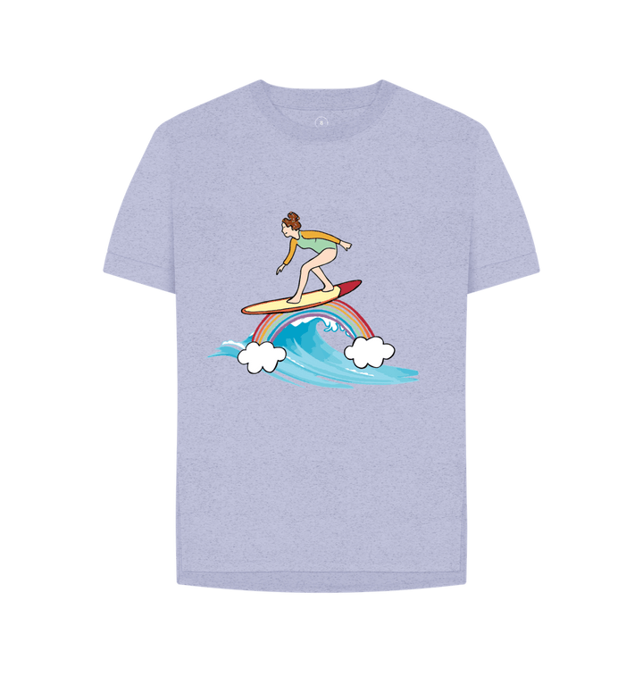 Lavender 'SURF THE RAINBOW' Recycled Relaxed Fit Ladies Tee