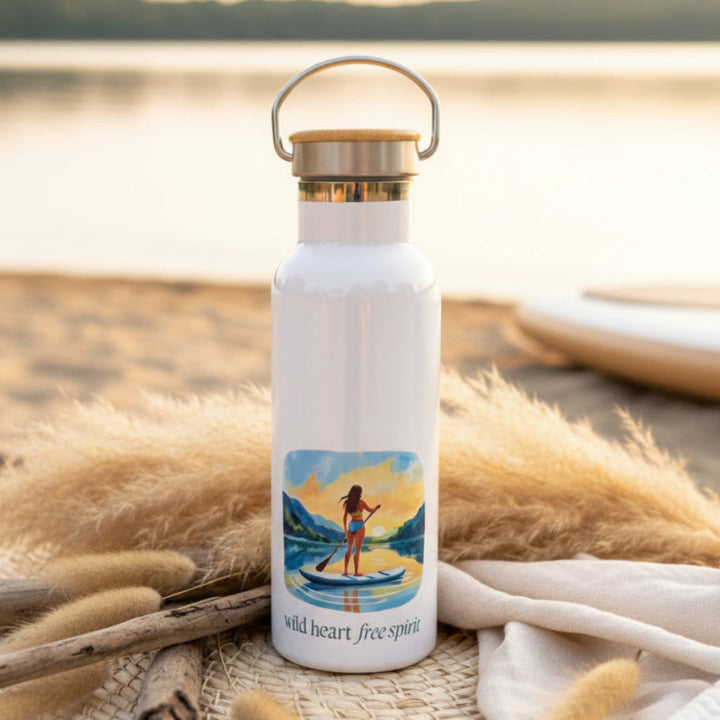 Wild Heart Free Spirit Female Paddleboarding Metal Water Bottle / Flask – 500ml Adventure Bottle