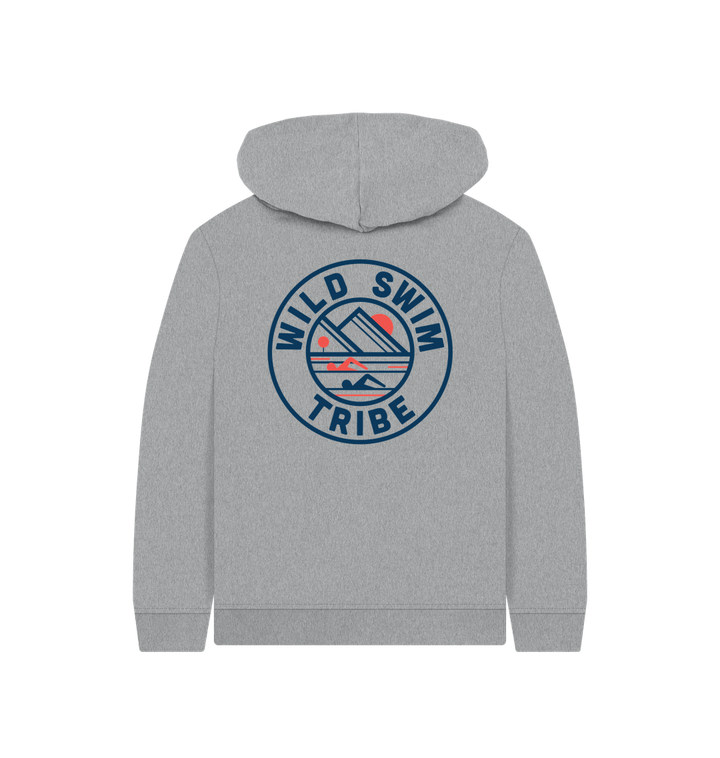 Athletic Grey Printed Kids Hoodie Back