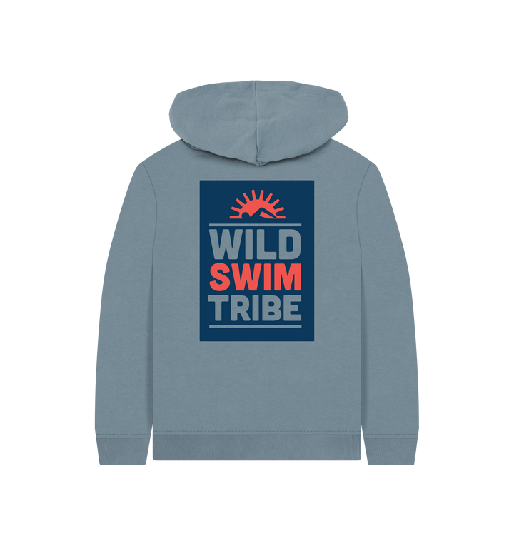 Stone Blue Printed Kids Hoodie