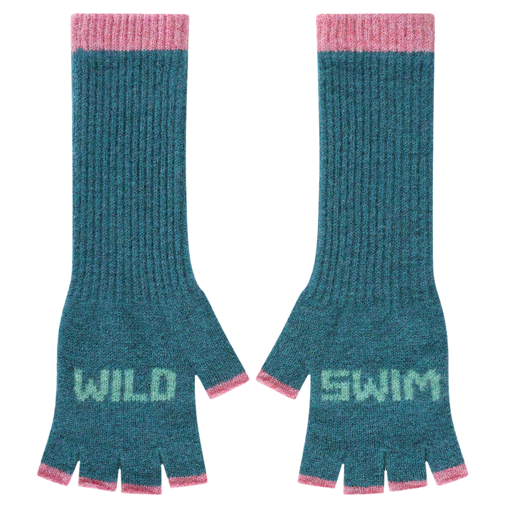 Wild Swim Fingerless Gloves in Teal &amp; Peppermint