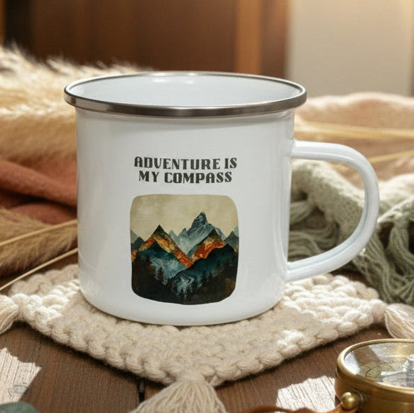 White mug with &
