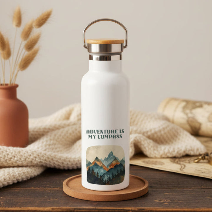 White water bottle with &