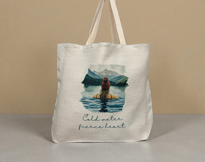 Cold Water Fierce Heart Tote Bag – Wild Female Blonde Hair Swimmer Design
