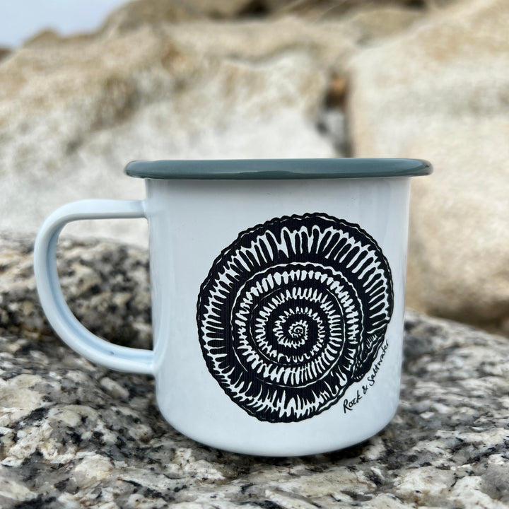 Ammonite enamel mug
