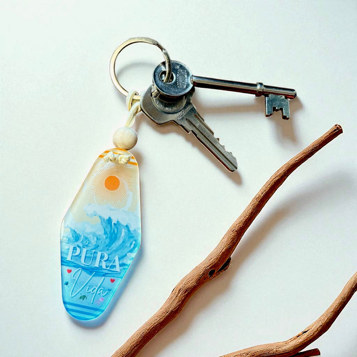 Pura Vida Boho Motel Style Acrylic Keyring – Sun &amp; Sea Design