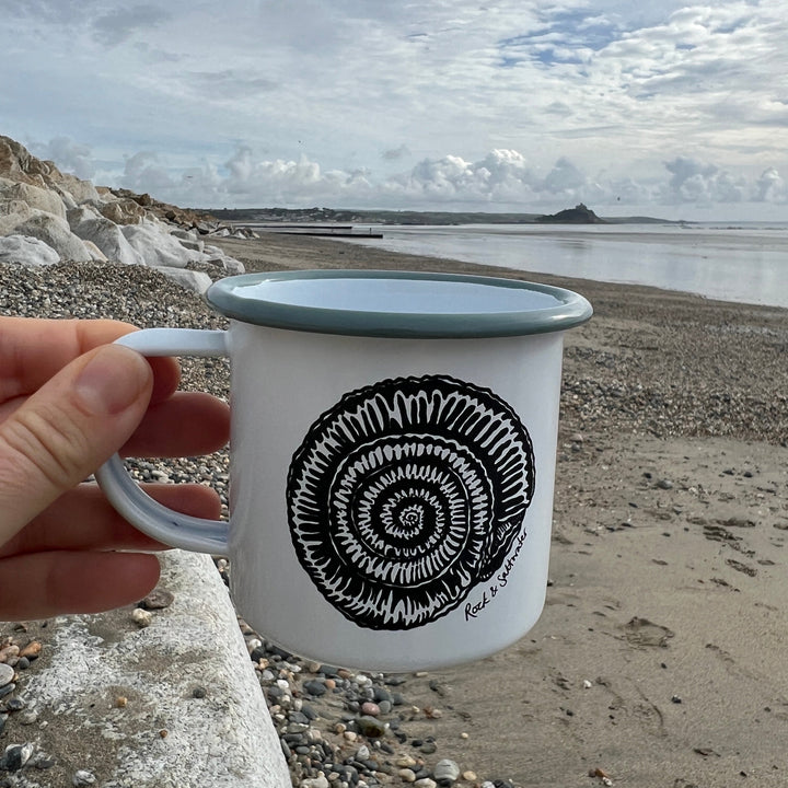 Ammonite enamel mug