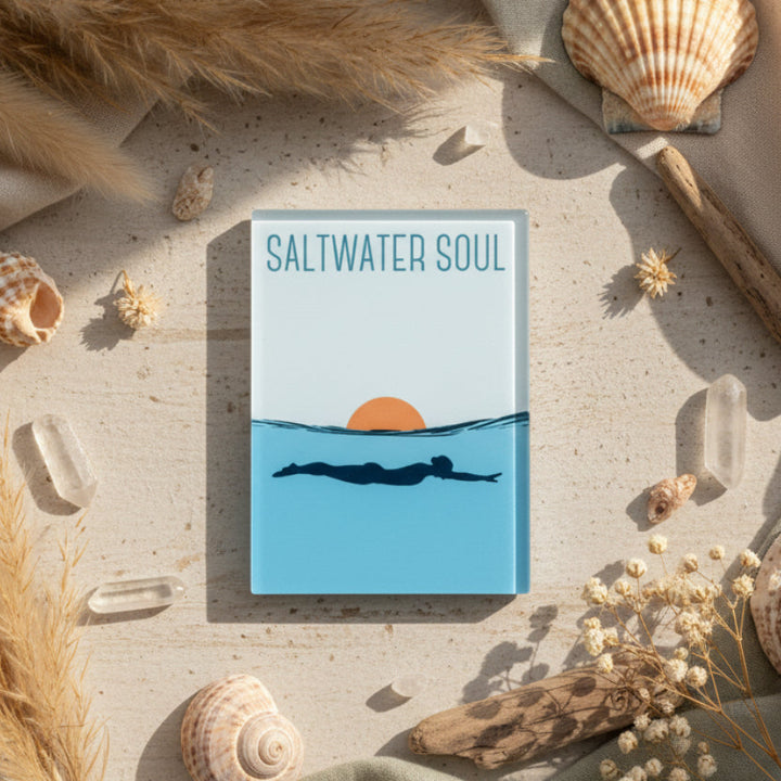 Saltwater Soul Glass Magnet – Female Ocean Swimmer