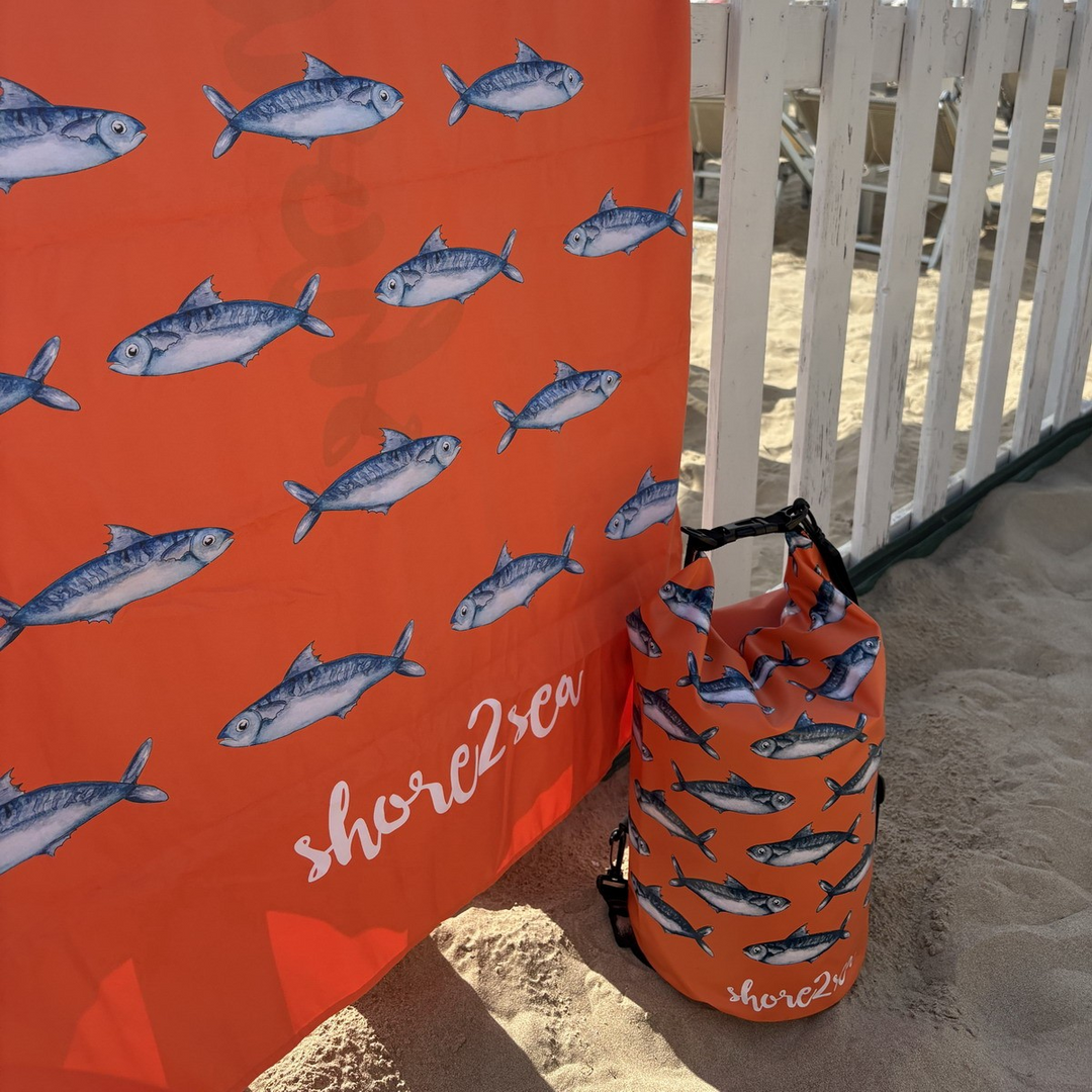 100% Recycled Microfibre Towel Orange - Fish