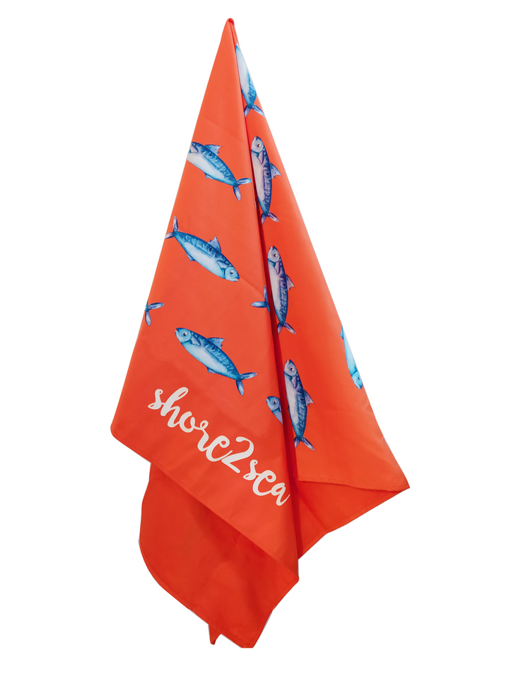 100% Recycled Microfibre Towel Orange - Fish