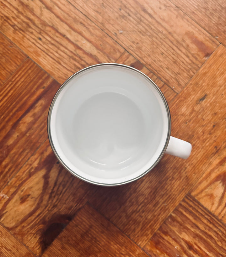 Cold Water Fierce Heart Enamel Mug – 12oz Wild Swimming Mug for Women -Blonde Hair