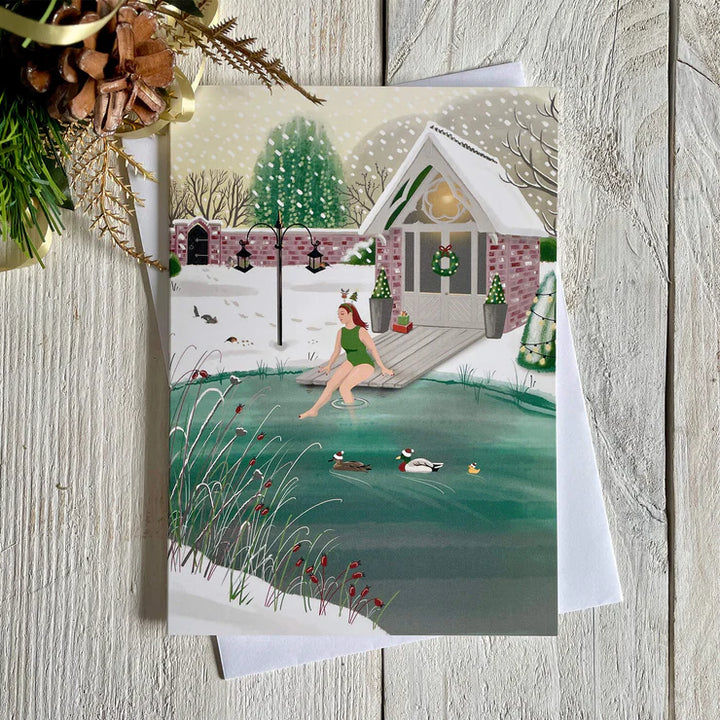 Wild Swimming Christmas Card – Deck The Pond