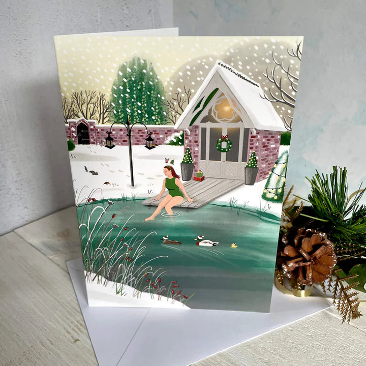 Wild Swimming Christmas Card – Deck The Pond