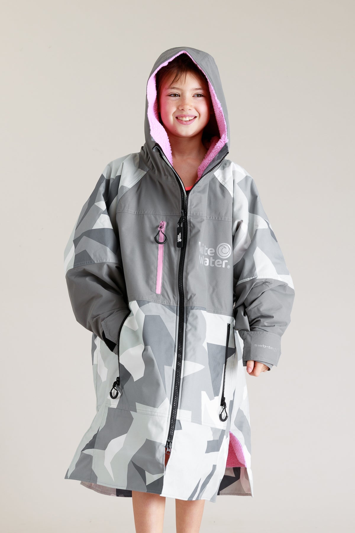 Kids Hard Shell Robe - Arctic Camo/Pink