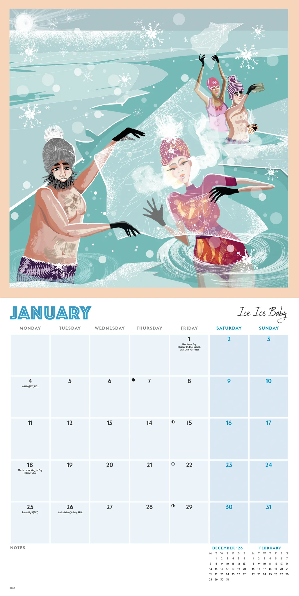 Dips, Swims &amp; Coffee 2027 Wall Calendar