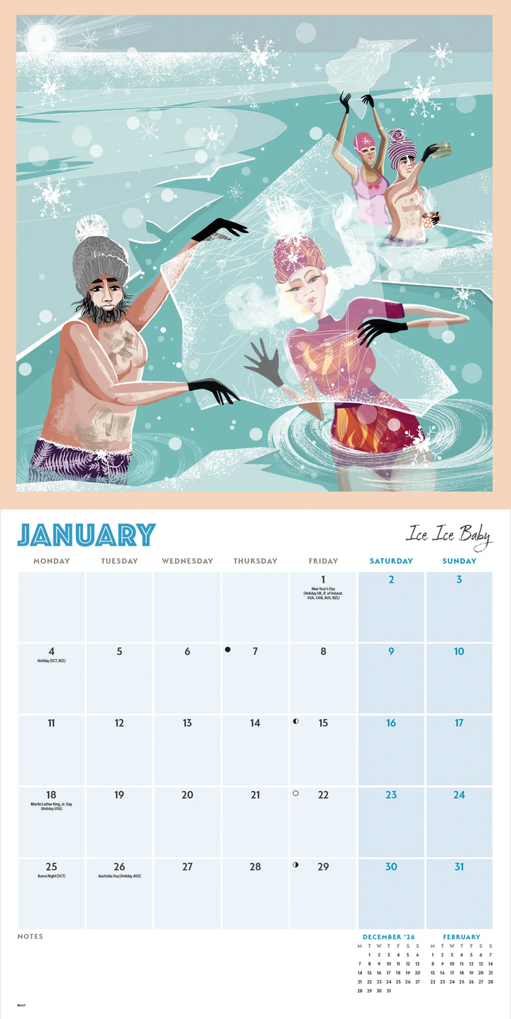 Dips, Swims &amp; Coffee 2027 Wall Calendar