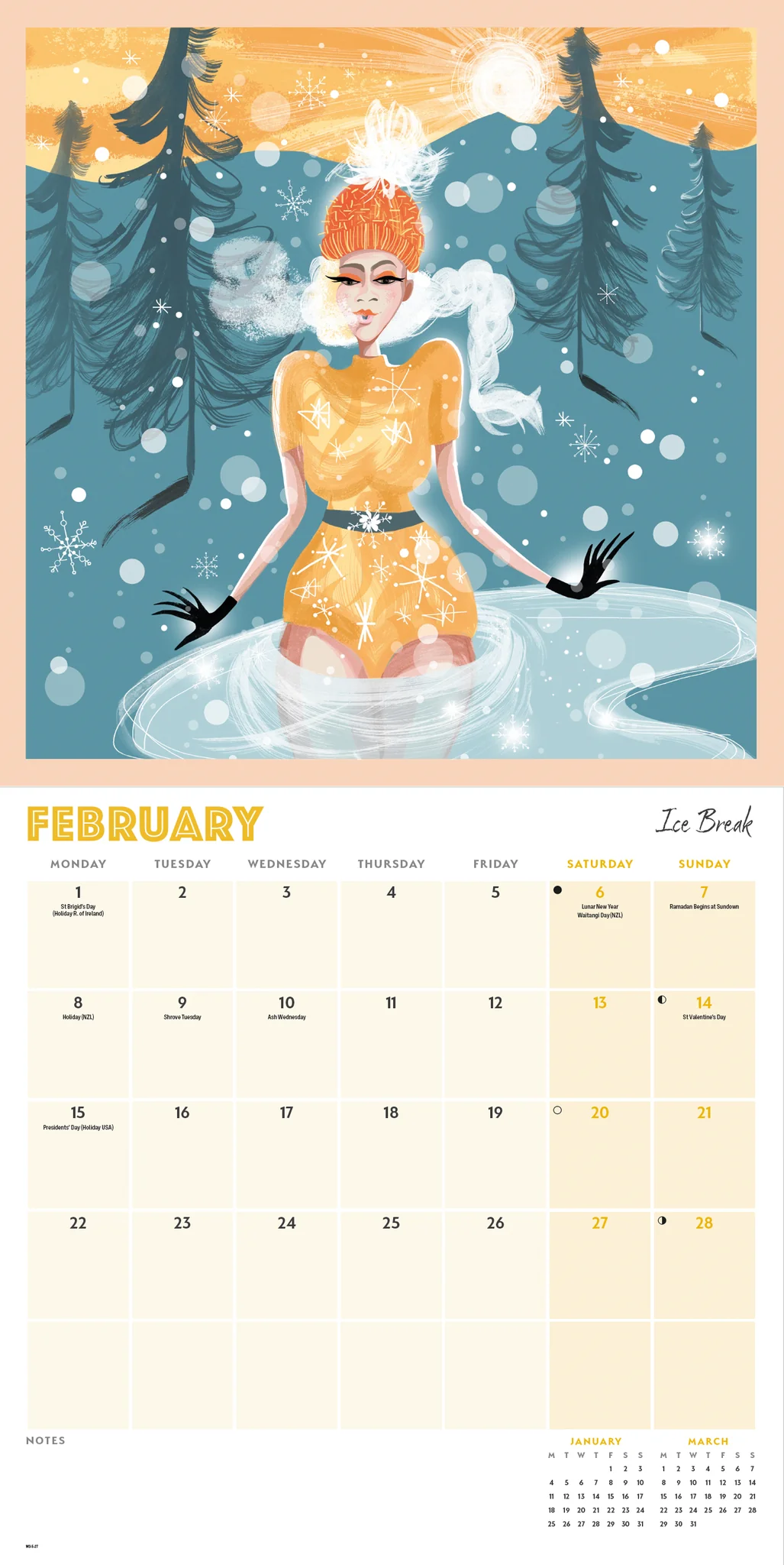 Dips, Swims &amp; Coffee 2027 Wall Calendar