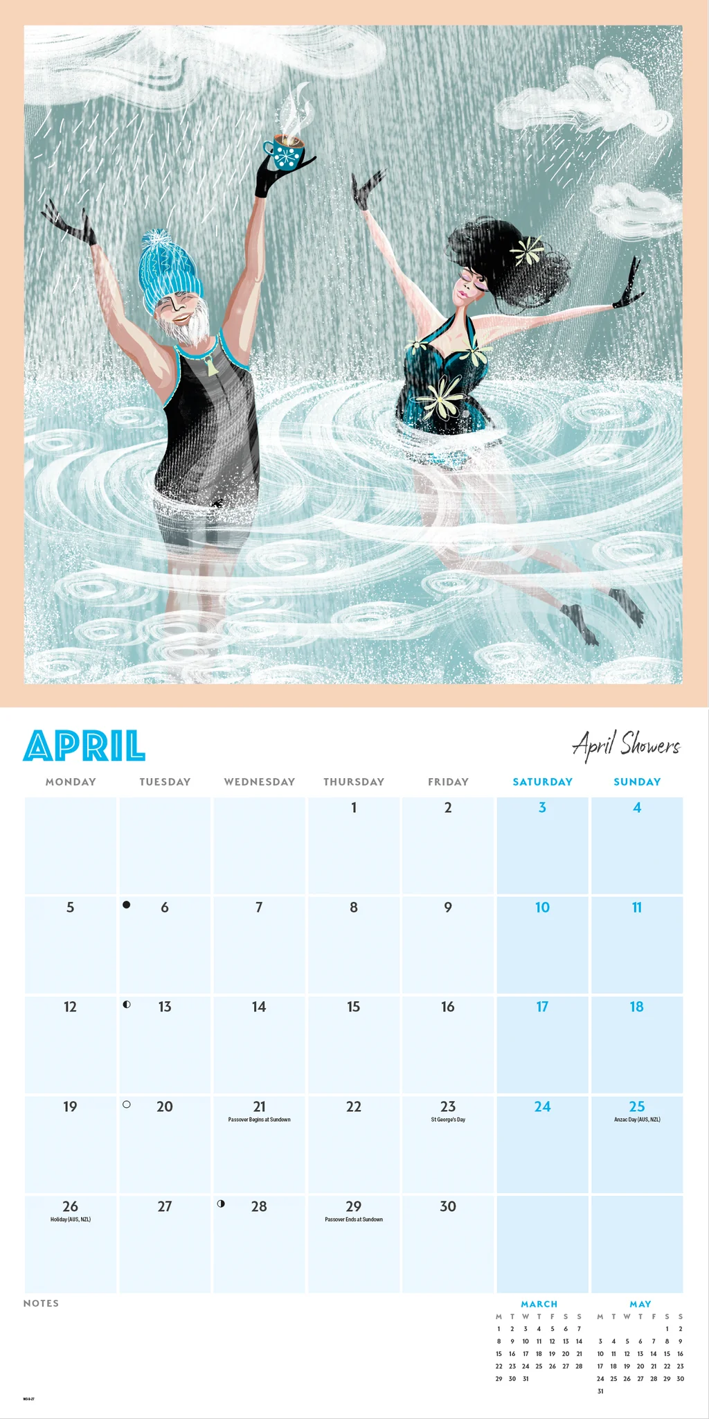 Dips, Swims &amp; Coffee 2027 Wall Calendar