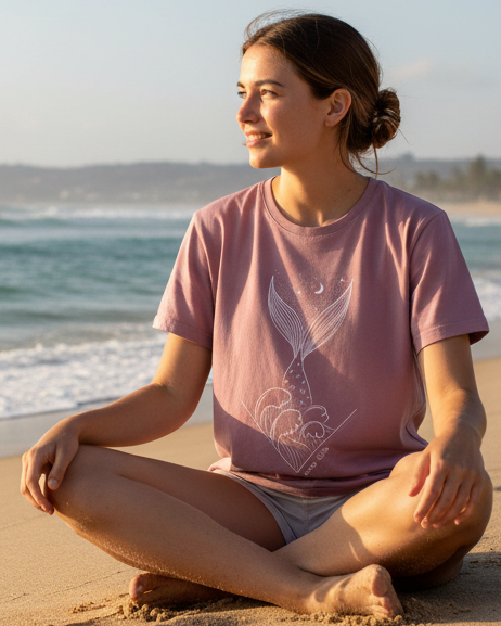 Merfolk Mauve Printed T-shirt Front
