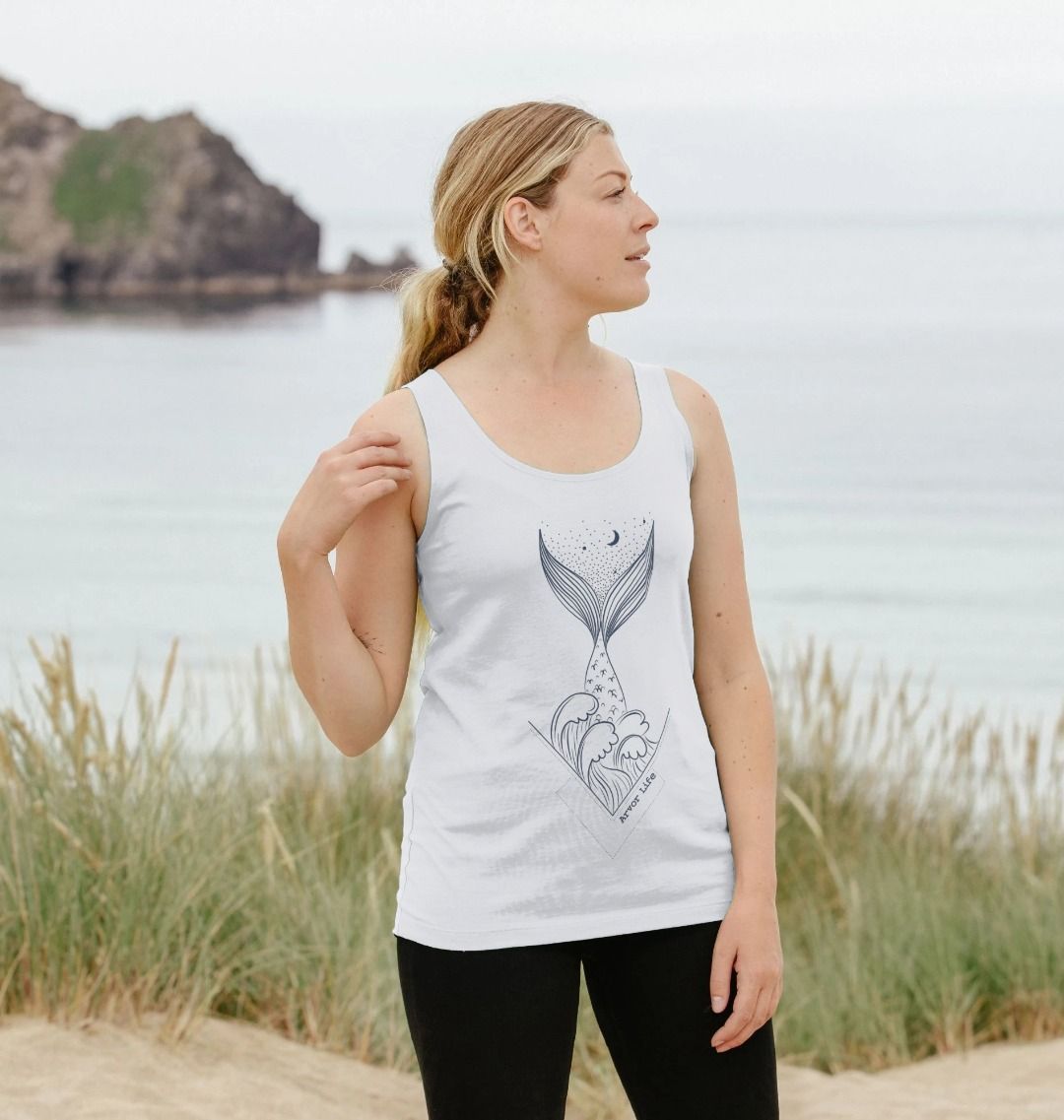Women’s ocean-inspired vest top with mermaid graphic white