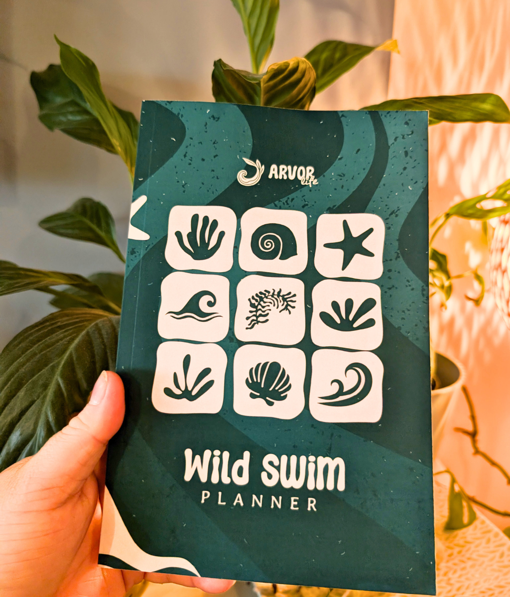 Paperback Wild Swim Planner designed for cold water swimmers and sea dipping enthusiasts.