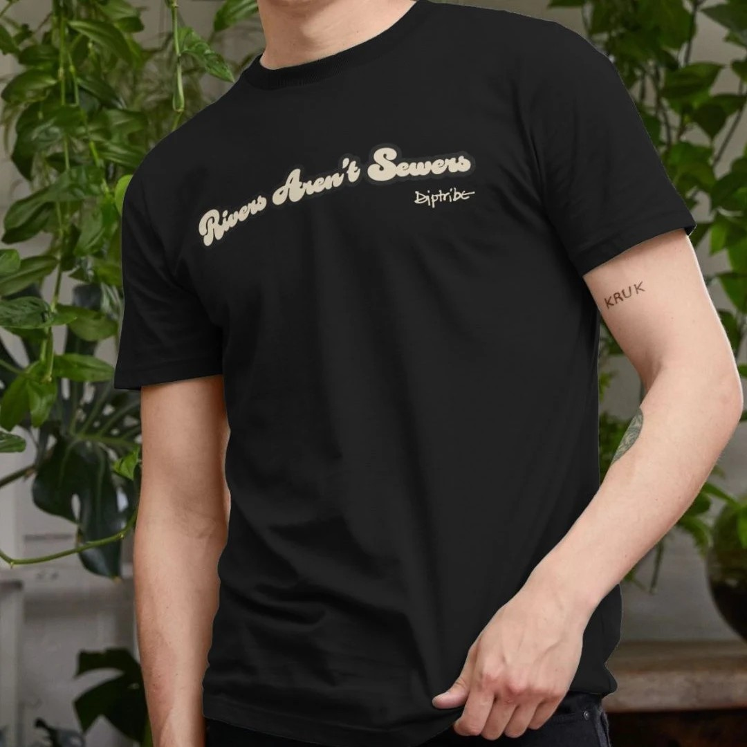 Slogan Men's T-Shirt "RIVERS AREN'T SEWERS"