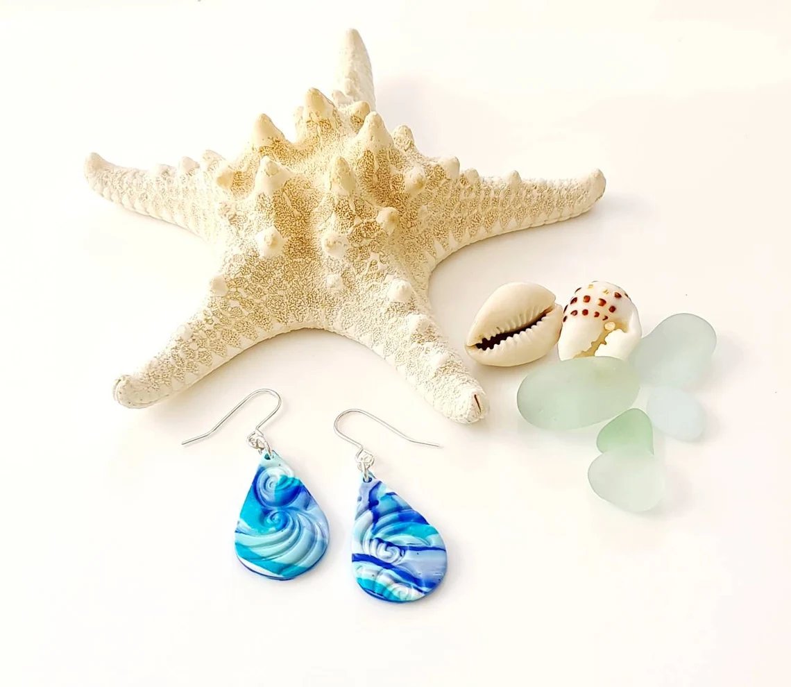 Cornish Wave Embossed Earrings