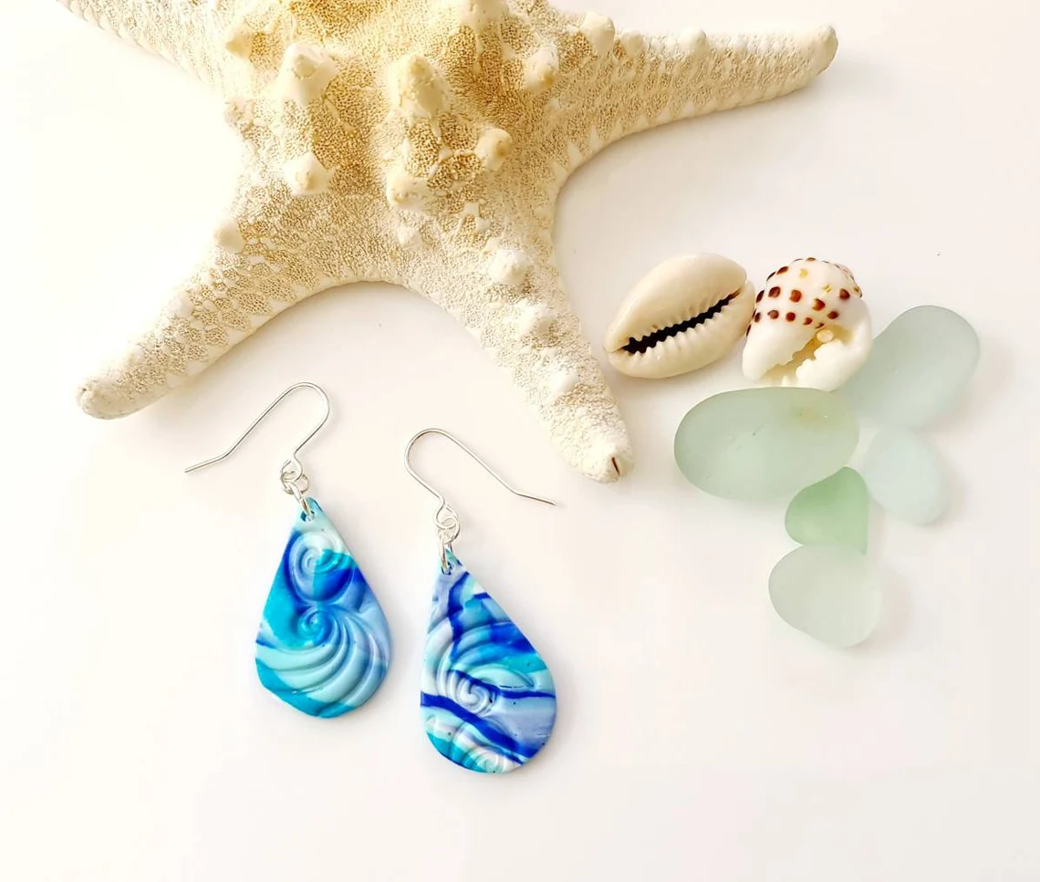 Cornish Wave Embossed Earrings