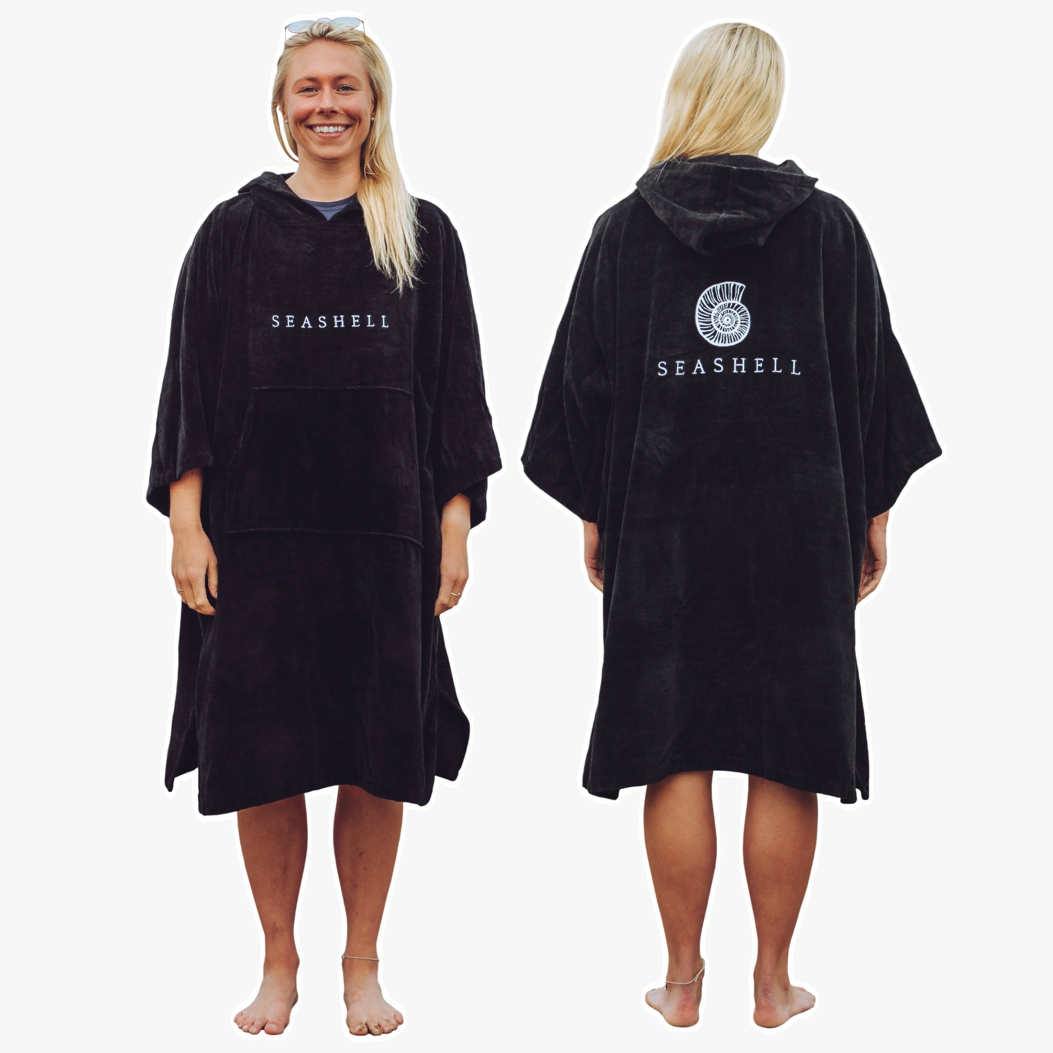 Organic Towelling Robe Black