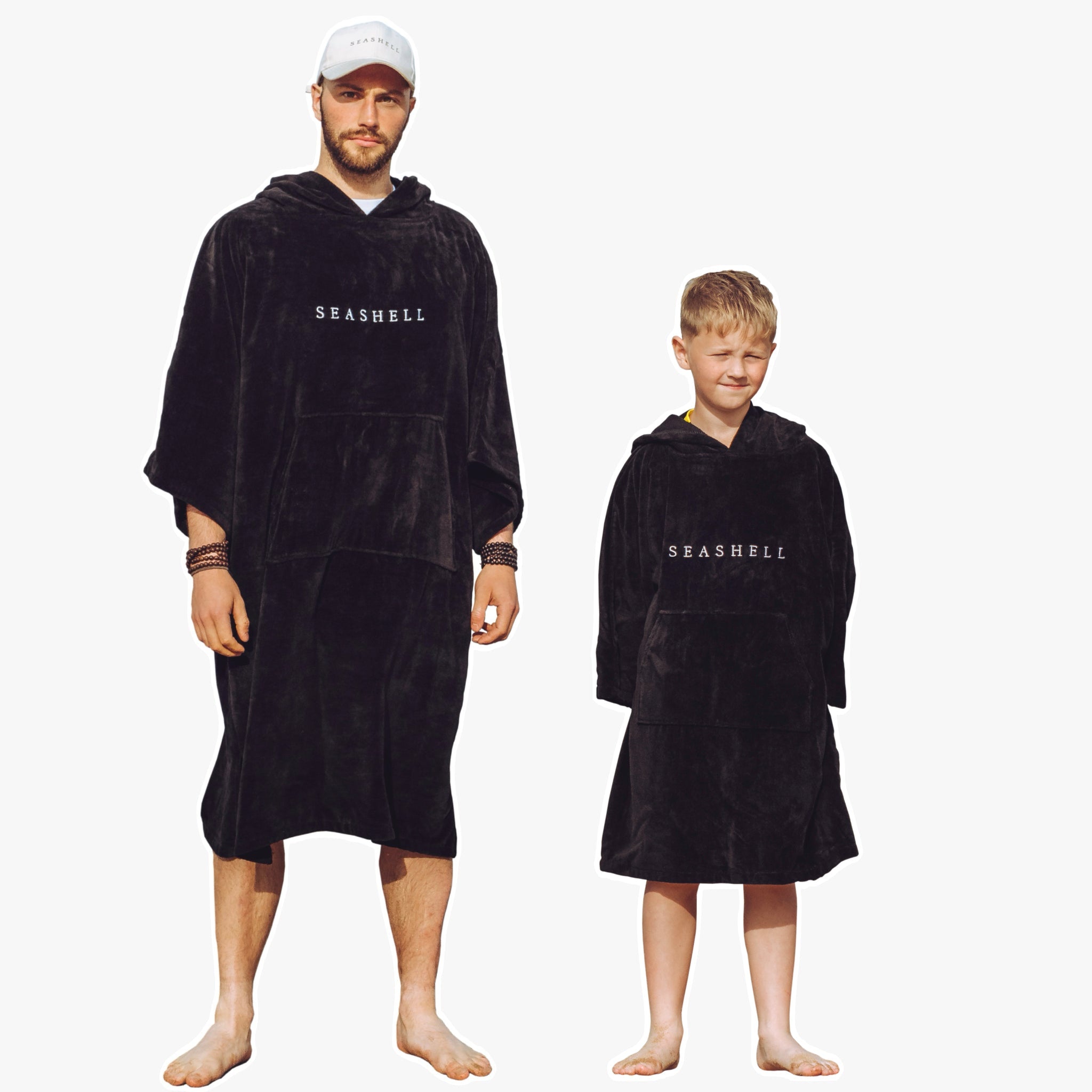 Organic Towelling Robe Black